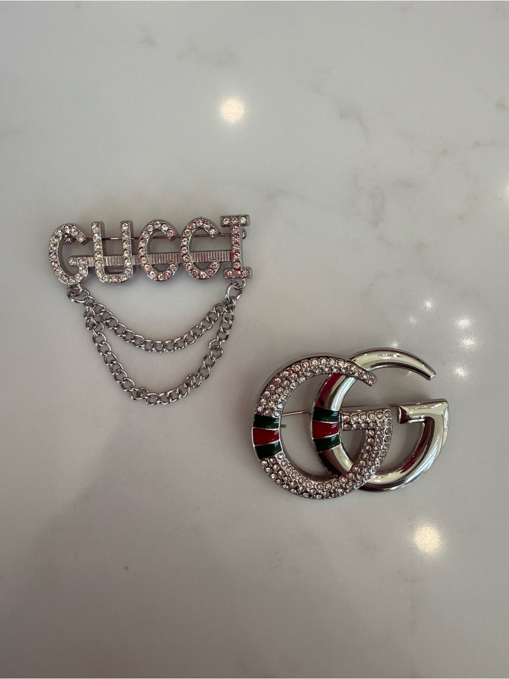 Elegant Hand Crafted Silver-Tone Brooch Set